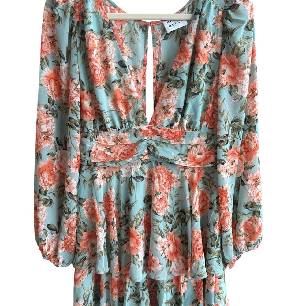 Hello Molly Miami Loves Dress Mint-            V-Neck Ruffle Dress - Picture 9 of 13